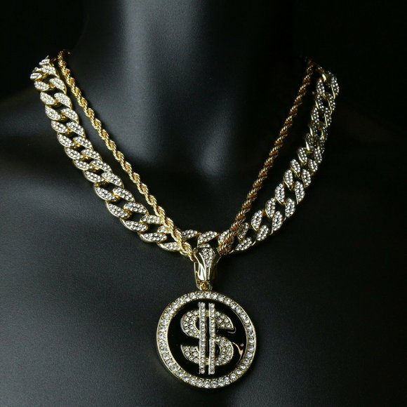 14k Gold Money 20" Cuban Chain and Rope + Pendant